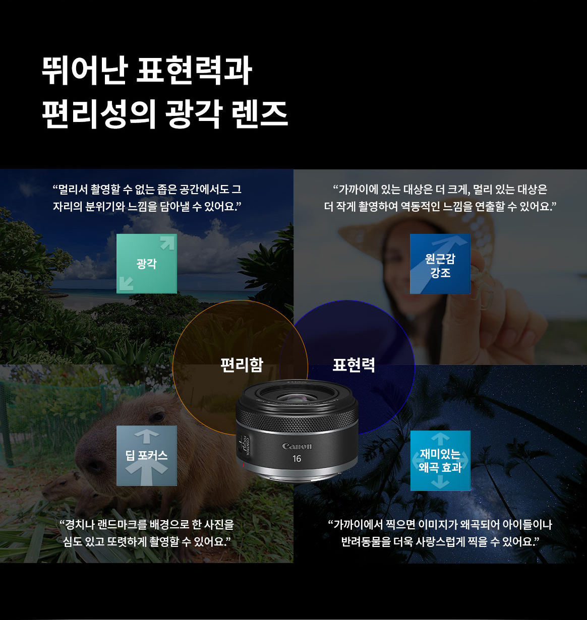 뛰어난 표현력과 편리성의 광각 렌즈