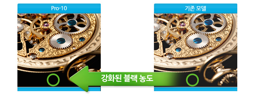 강화된 블랙 농도 비교 예시 이미지 입니다.