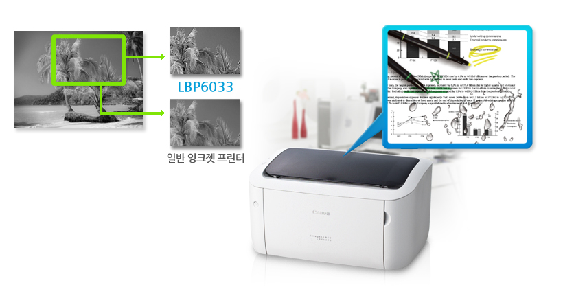 LBP6033과 일반 잉크젯 프린터 비교