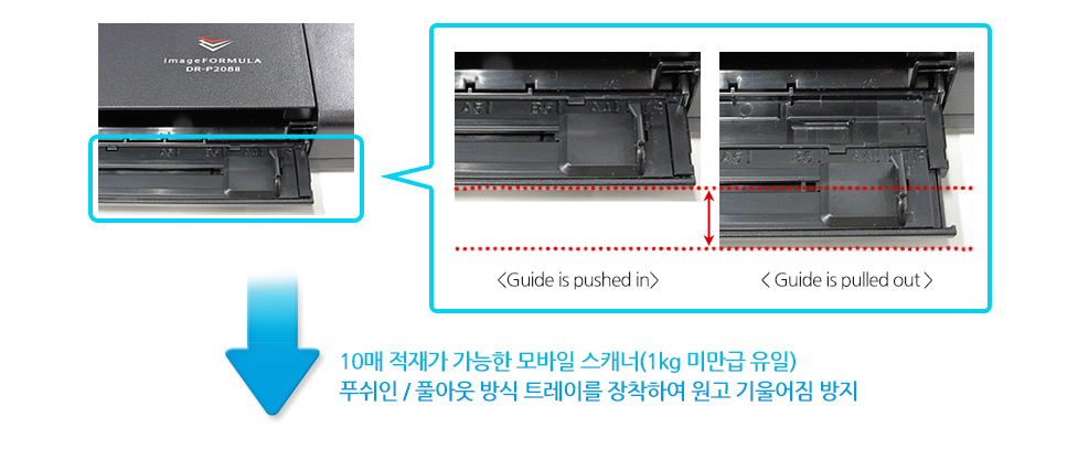 10매 적재 ADF 탑재에 대한 이미지입니다.